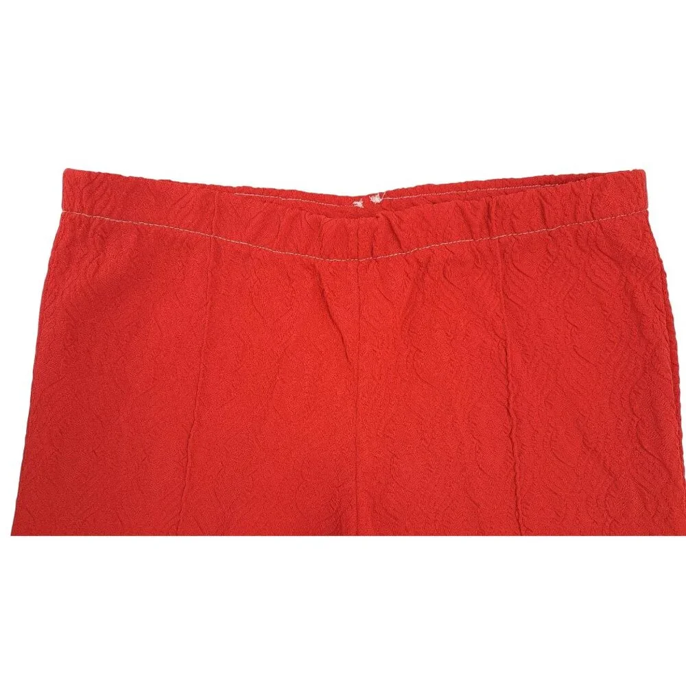 Vintage Handmade Polyester Pants Textured Stitched Crease Disco Red Women Size 4 - Picture 5 of 8